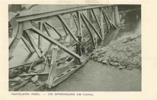 AK / Ansichtskarte Napoleon-Insel Ile Napoleon Rixheim Mulhouse 68 Haut-Rhin Die Sprengung am Kanal Truemmer 2. Weltkrieg