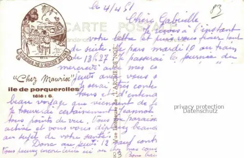 AK / Ansichtskarte Ile-de-Porquerolles Hyeres Toulon 83 Var Chez Maurice Restaurant