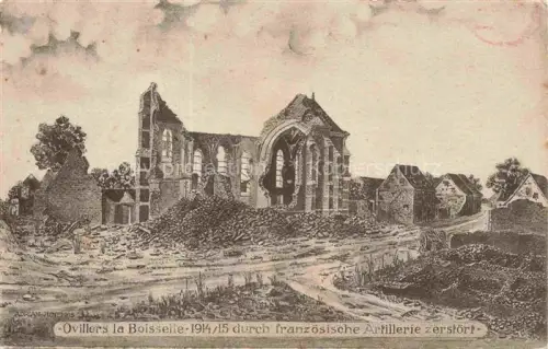 AK / Ansichtskarte Ovillers-la-Boisselle PERONNE 80 Somme 1914-15 durch franzoesische Artillerie zerstoert Truemmer 1. Weltkrieg Adrian Kuenstlerkarte