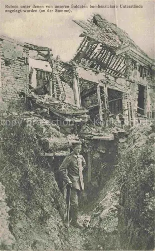 AK / Ansichtskarte Pozieres PERONNE 80 Somme Ruinen von denen von unseren Soldaten bombensichere Unterstaende angelegt wurden Truemmer 1. Weltkrieg