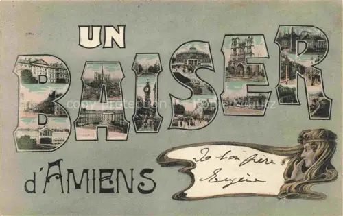 AK / Ansichtskarte AMIENS 80 Somme Un baiser de la ville vues d'ensemble Schriftzug