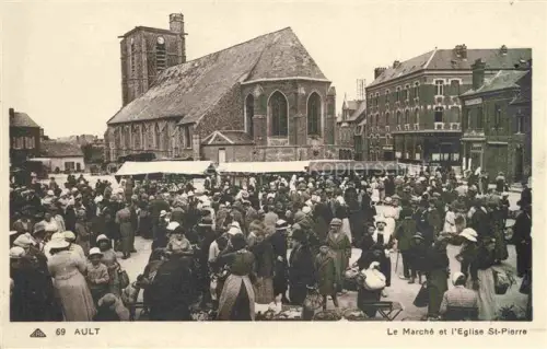 AK / Ansichtskarte Ault Abbeville 80 Somme Le marché et l'Eglise Saint Pierre