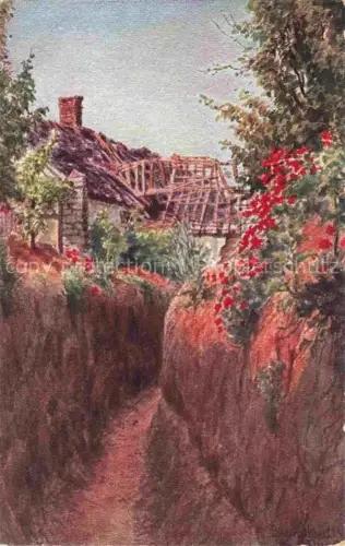 AK / Ansichtskarte Beuvraignes Montdidier 80 Somme Postgang Laufgraben in vorderster Stellung Truemmer 1. Weltkrieg Kuenstlerkarte