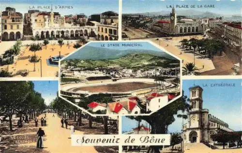AK / Ansichtskarte BONE Annaba Constantine Algerie Place Armes la Gare Cathedrale 