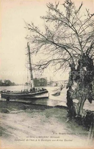AK / Ansichtskarte LIBOURNE 33 Gironde Confluent de l'Isle a la Dordogne aux Allees Souchet