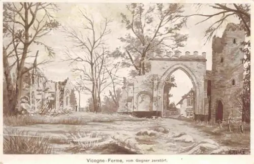 AK / Ansichtskarte Vicogne-Ferme AMIENS 80 Somme vom Gegner zerstoert Truemmer 1. Weltkrieg Menke Kuenstlerkarte