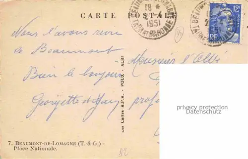 AK / Ansichtskarte Beaumont-de-Lomagne Castelsarrasin 82 Tarn-et-Garonne Place Nationale