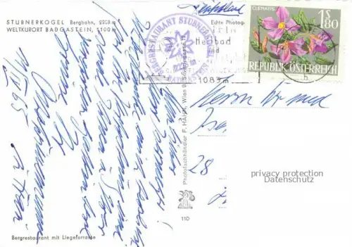 AK / Ansichtskarte BAD GASTEIN Badgastein Pinzgau Pongau AT Stubnerkogel Bergbahn 