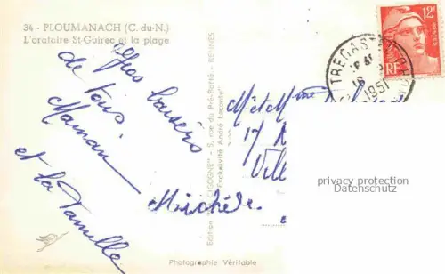 AK / Ansichtskarte Ploumanach Tregastel L'oratoire St Guirec et la plage