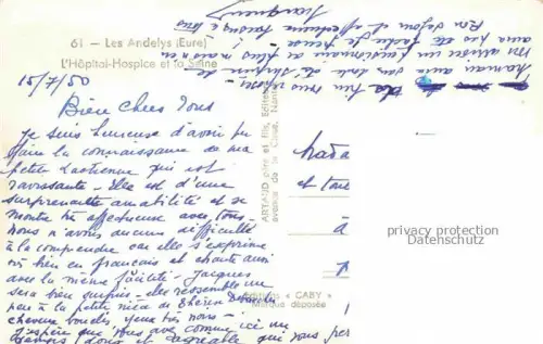 AK / Ansichtskarte Les Andelys 27 Eure Hopital Hospice et la Seine