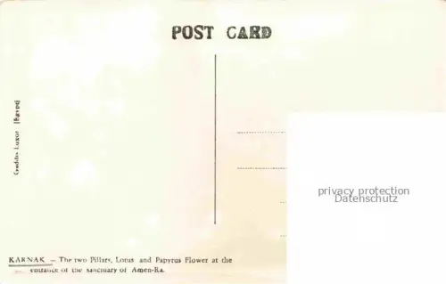 AK / Ansichtskarte Karnak  Luxor Egypt The two Pillars Lotus and Papyrus Flower at the entrance of une sanctuary of Amen Ra