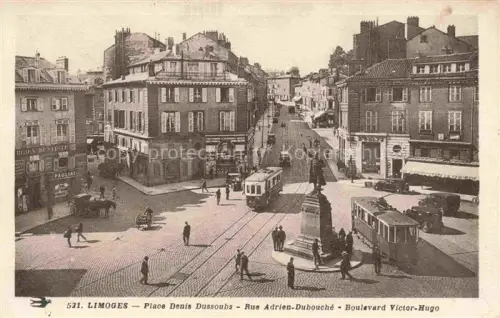 AK / Ansichtskarte LIMOGES 87 Haute-Vienne Place Denis Dussoubs Rue Adrien Dubouché Boulevard Victor Hugo Monument Tram