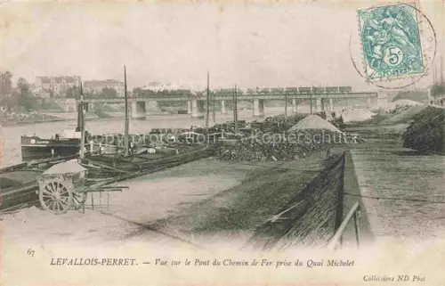 AK / Ansichtskarte LEVALLOIS-PERRET 92 Hauts-de-Seine Vue sur le pont du chemin de fer prise du Quai Michelet