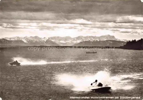 AK / Ansichtskarte Starnberg Starnbergersee Bayern Internationales Motorbootrennen am Starnbergersee Alpenpanorama