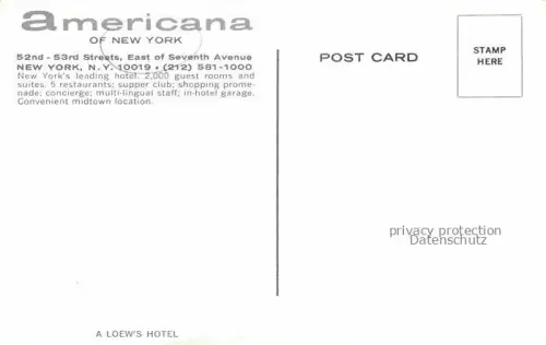 AK / Ansichtskarte NEW YORK City USA Hotel Americana