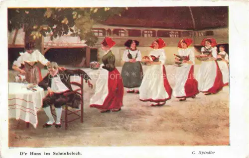 AK / Ansichtskarte SPINDLER C. Kuenstlerkarte D'r Hans im Schnokeloch Trachten 