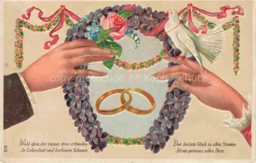 AK / Ansichtskarte Tauben Pigeons Palomas-- Ringe Litho