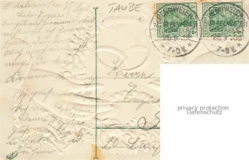 AK / Ansichtskarte Tauben Pigeons Palomas-- Ringe Litho