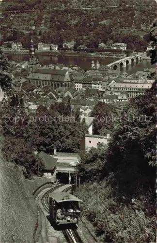 AK / Ansichtskarte Bergbahn Heidelberg Heiliggeist Kirche alte Neckarbruecke 