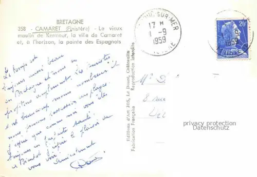 AK / Ansichtskarte Camaret-sur-Mer 29 Finistere Le vieux moulin de Kermeur la ville de Camaret et a l'horizon la pointe des Espagnols