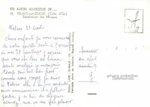 AK / Ansichtskarte Velars-sur-Ouche DIJON 21 Cote-d Or Snatorium des Mineurs Vue aerienne