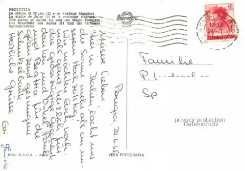 AK / Ansichtskarte PERUGIA Umbria IT La statua di Giulio III e la Fontana Maggiore