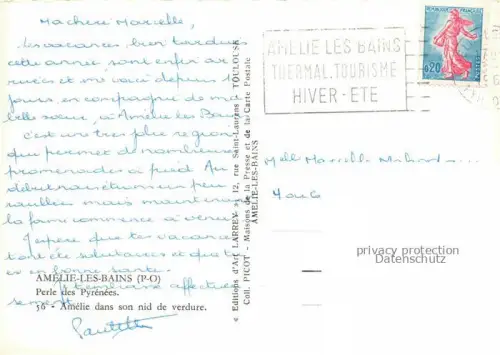 AK / Ansichtskarte Amelie-les-Bains-Palalda 66 Pyrenees-Orientales Amelie dans son nid de verdure