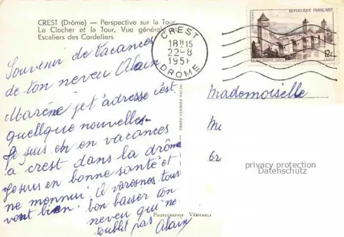 AK / Ansichtskarte Crest DIE 26 Drome Perspective sur la Tour Le Clocher et la Tour Vue generale Escaliers des Cordeliers