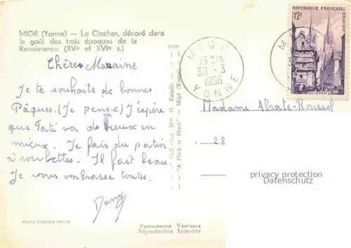 AK / Ansichtskarte Mige AUXERRE 89 Yonne Le Clocher decore dans le gout des trois epoques de la Renaissance