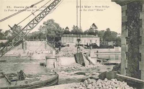 AK / Ansichtskarte Lagny -sur-Marne TORCY 77 Seine-et-Marne Grande Guerre de 1914 le pont de pierres sur la Marne détruit