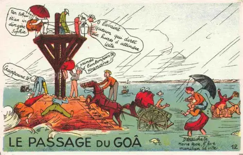 AK / Ansichtskarte Noirmoutier-en-l Ile Les Sables-d Olonne 85 Vendee La Passage du Goâ Karikaturen Kuenstlerkarte