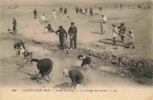 AK / Ansichtskarte CAYEUX -SUR-MER Abbeville 80 Somme Scènes de Plage le barrage du courant