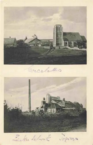 AK / Ansichtskarte Courcelette PERONNE 80 Somme Ansicht mit Kirche Zuckerfabrik