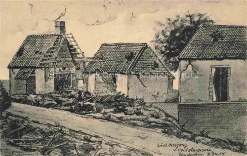 AK / Ansichtskarte Contalmaison PERONNE 80 Somme Teilansicht zerstoerte Haeuse Heidecker Kuenstlerkarte