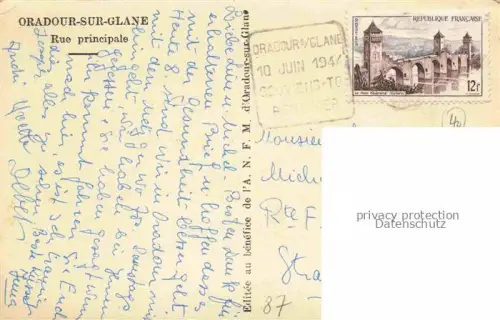 AK / Ansichtskarte Oradour-sur-Glane Rochechouart 87 Haute-Vienne Rue principale les Martyrs d'Oradour sur Glane Massaker 2. Weltkrieg