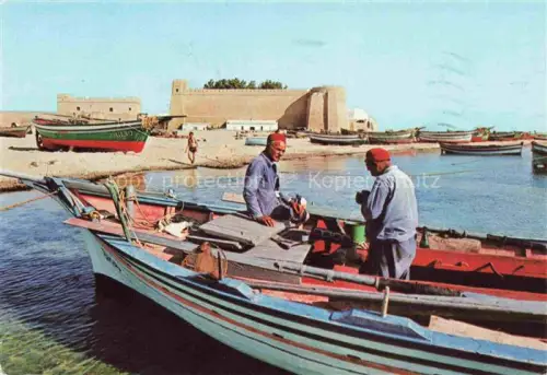 AK / Ansichtskarte Hammamet Tunesie Strand Festung Fischerboote