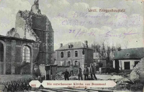 AK / Ansichtskarte Beaumont-Hamel PERONNE 80 Somme Westlicher Kriegsschauplatz zerschossene Kirche Truemmer 1. Weltkrieg