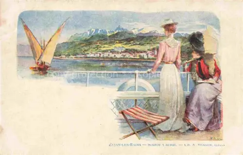 AK / Ansichtskarte Evian-les-Bains Thonon-les-Bains 74 Haute-Savoie Source Cachat Eau Minerale Kuenstlerkarte