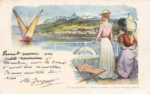 AK / Ansichtskarte Evian-les-Bains Thonon-les-Bains 74 Haute-Savoie Source Cachat Eau Minerale Kuenstlerkarte