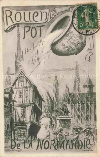 AK / Ansichtskarte ROUEN 76 Seine-Maritime Le Pot de la Normandie Dessin Kuenstlerkarte