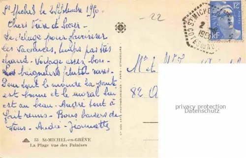 AK / Ansichtskarte St-Michel-en-Greve Lannion 22 Cotes-d Armor La Plage vue des Falaises