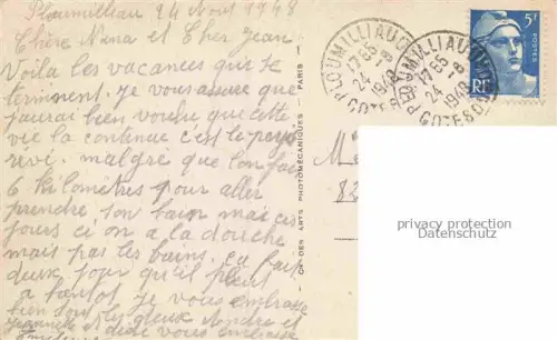 AK / Ansichtskarte St-Michel-en-Greve Lannion 22 Cotes-d Armor Vue sur l Eglise Hotel de la Plage