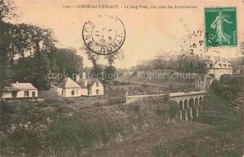 AK / Ansichtskarte Conde-sur-l Escaut Valenciennes 59 Nord Le long Pont vue prise des Fortifications