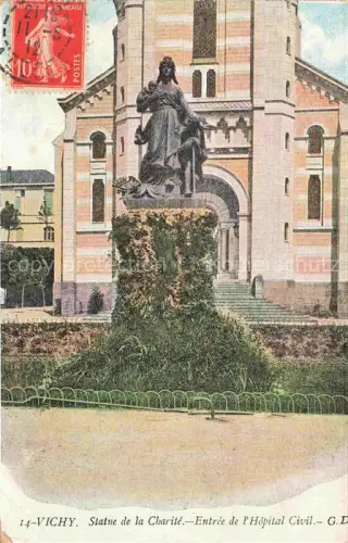 AK / Ansichtskarte VICHY 03 Allier Statue de la Charite Entree de l'Hopital Civil