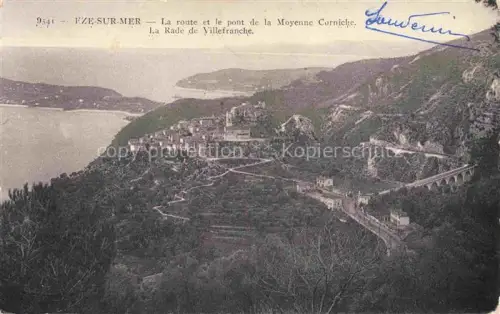AK / Ansichtskarte Eze-sur-Mer NICE 06 Alpes-Maritimes La route et le pont de la Moyenne Corniche La Rade de Villefranche
