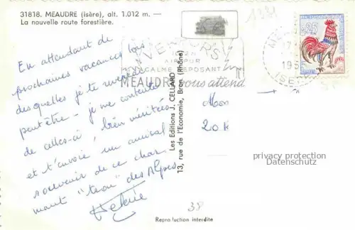 AK / Ansichtskarte Meaudre GRENOBLE 38 Isere La nouvelle route forestiere