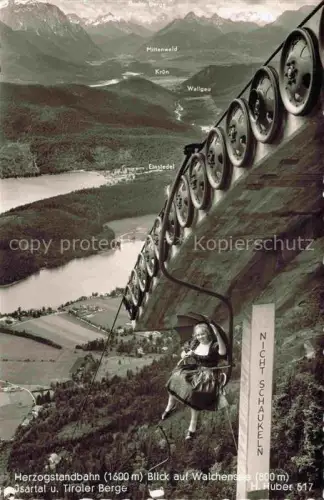 AK / Ansichtskarte Sessellift Chairlift Telesiege Herzogstandbahn Walchensee 