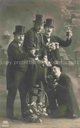 AK / Ansichtskarte Foto EAS Nr. 9254/2 Namenstage Glueckwunsch Maenner Hut 