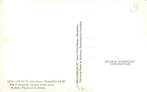 AK / Ansichtskarte St-Martin-de-Re La Rochelle 17 Charente-Maritime Vue d'ensemble du Port et des Quais Eglise et les Ruines