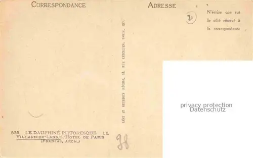 AK / Ansichtskarte Villard-de-Lans GRENOBLE 38 Isere Hotel de Paris 